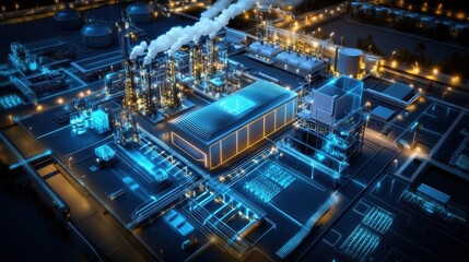 A futuristic power plant installation showcasing advanced technology and sustainable energy solutions.