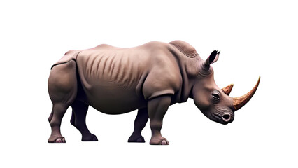 Naklejka premium Wild Rhinoceros Animal Illustration Isolated on Transparent Background: Safari Wildlife Digital Art with Natural Texture and Details
