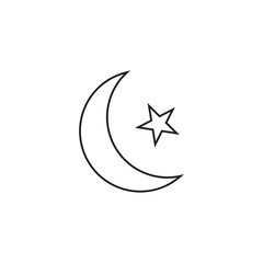 Crescent moon with stars icon on white background. Night icon. Crescent moon icon vector