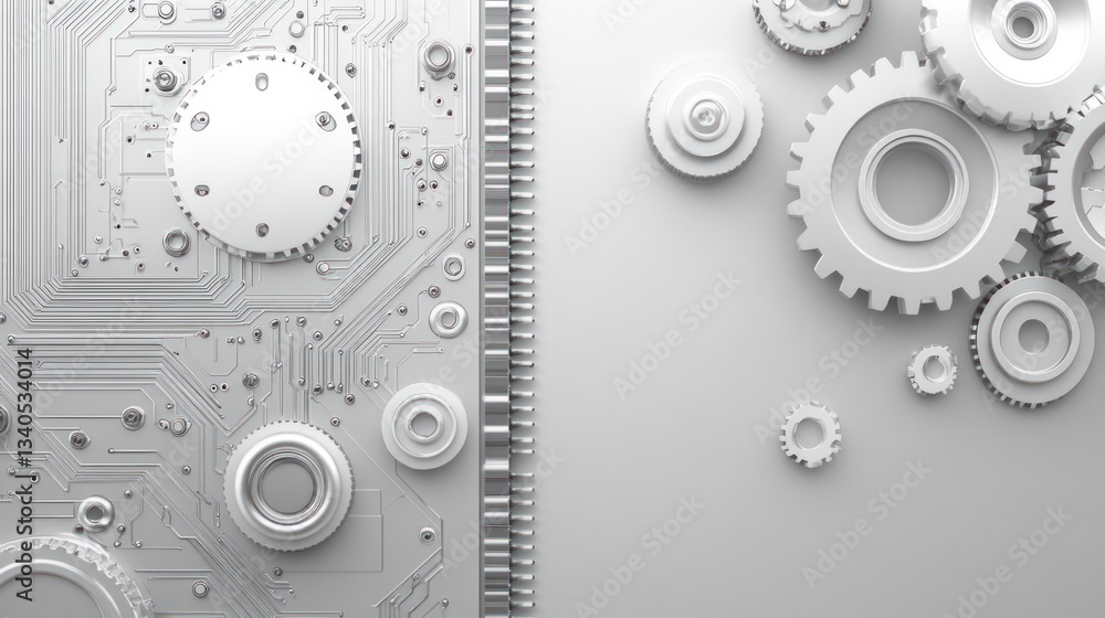 Aufkleber abstract technological gears and circuit board background, possible use in product design or technol