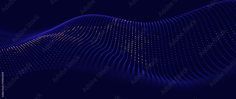 Aufkleber abstract background waves of dots and weave lines. digital network connection structure technology b