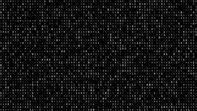Abstract Matrix Binary Stream Code. Black Binary Code Matrix. 0 and 1 Numbers Wallpaper. Computer Science Bg. Graphic Data Decryption Algorithm Coding Hacker Concept. Vector Illustration.