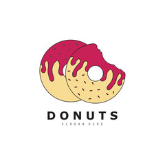 donut shop logo vector illustration, strawberry pink donut, for business logo vector