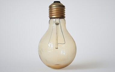 Old light bulb showcasing vintage design and craftsmanship with a subtle amber hue against a neutral background