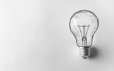 Creative sketch of a light bulb drawn on a clean white background for artistic inspiration