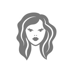 Pretty woman haircut vector icon. Hair, hairstyle and hairdresser symbol.
