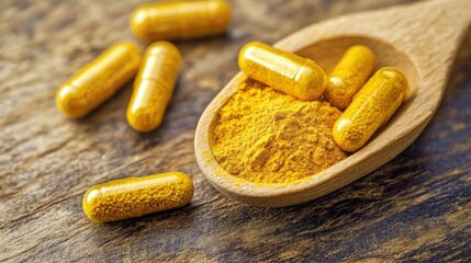 Berberine supplement capsules with yellow powder, known for diabetes prevention and health benefits