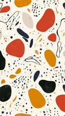 Fototapeta premium Playful abstract pattern with simple doodlelike shapes, soft color tones, and seamless background