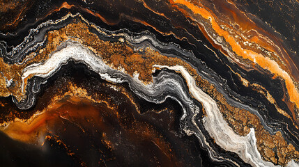 Abstract black and orange marble background with coral stone texture. Abstract empty space background.