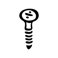 Stainless Steel Nail and Screw. Hand drawn doodle image. Vector illustration.