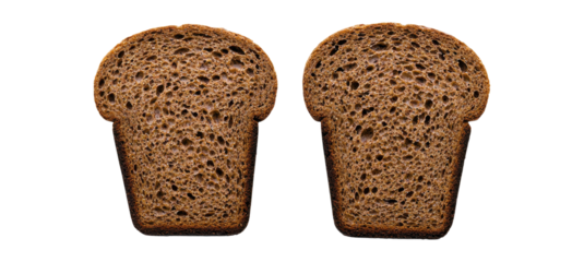 Whole Grain Brown Bread Slices with Rustic Texture Isolated on Transparent Background