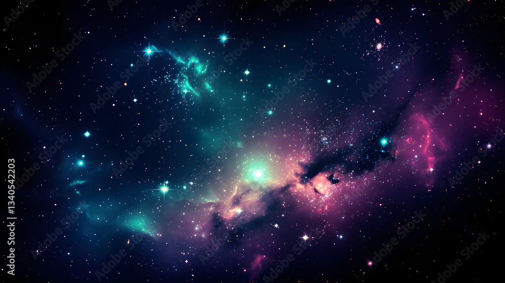 Poster stunning nebula and star cluster merging in a colorful splendor of warm hues creating an astounding 