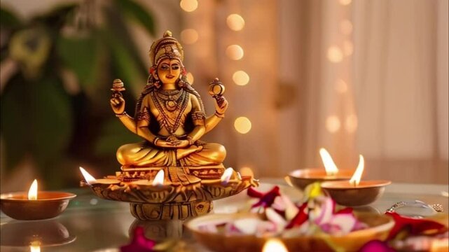 Holiday composition for happy celebrate Diwali, abstract vivid composition consists of fictional unreal fantastic vision on background