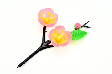 作られたプラスチックの桃の花03