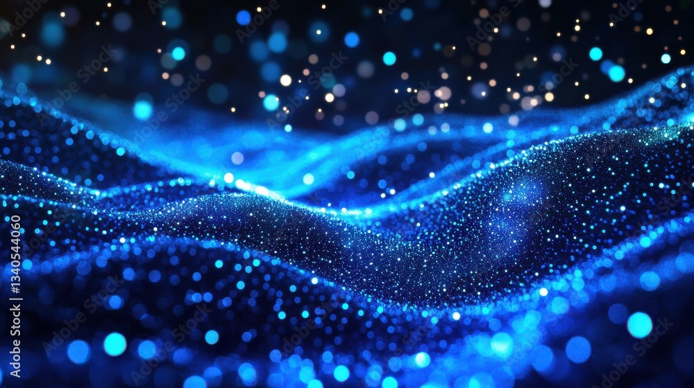 Poster futuristic abstract wave dot particle background isolate, abstract background with a wave of dots on