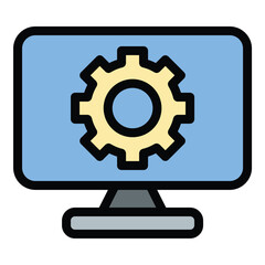 Computer engineering icon in flat line style representing hardware software development and technological innovation ideal for programming IT and system design concepts.
