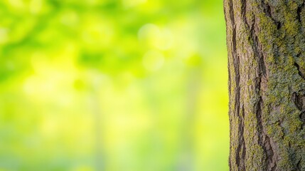 Obraz premium A close-up of a textured tree trunk against a serene, blurred green background, suggesting a peaceful natural environment, Tree Bark Texture natural close-up
