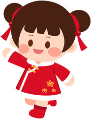 Chinese Cute Cheongsam Girl Run 