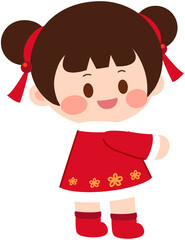 Chinese Cute Cheongsam Girl Cheer   