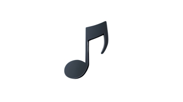 Dark gray music note icon floating on transparent background - Powered by Adobe