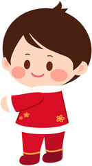 Chinese Cute Cheongsam Boy Jump