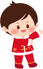 Chinese Cute Cheongsam Boy Jump