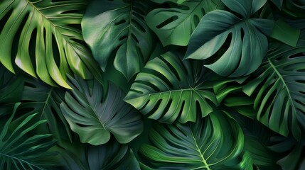 The high-definition background image of a green palm tree leaf can be used as a desktop wallpaper