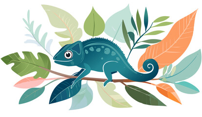 Fototapeta premium vector illustration of a green lizard