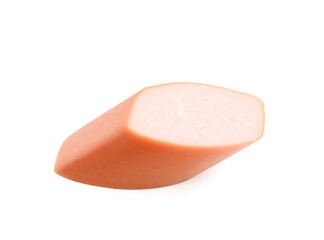 Piece of tasty sausage isolated on white background