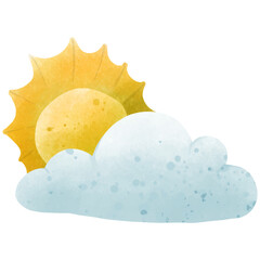 Cloud Sun Watercolor Illustration
