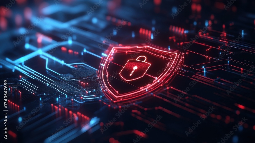 Aufkleber digital security concept with shield and lock