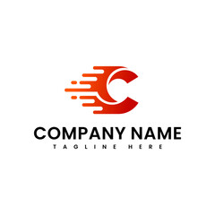 Motion Speed Line Letter C Logo Design