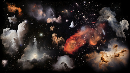 Fototapeta premium Majestic group of clouds in a night sky creating a beautiful and ethereal atmosphere perfect for stargazing and cosmic exploration.