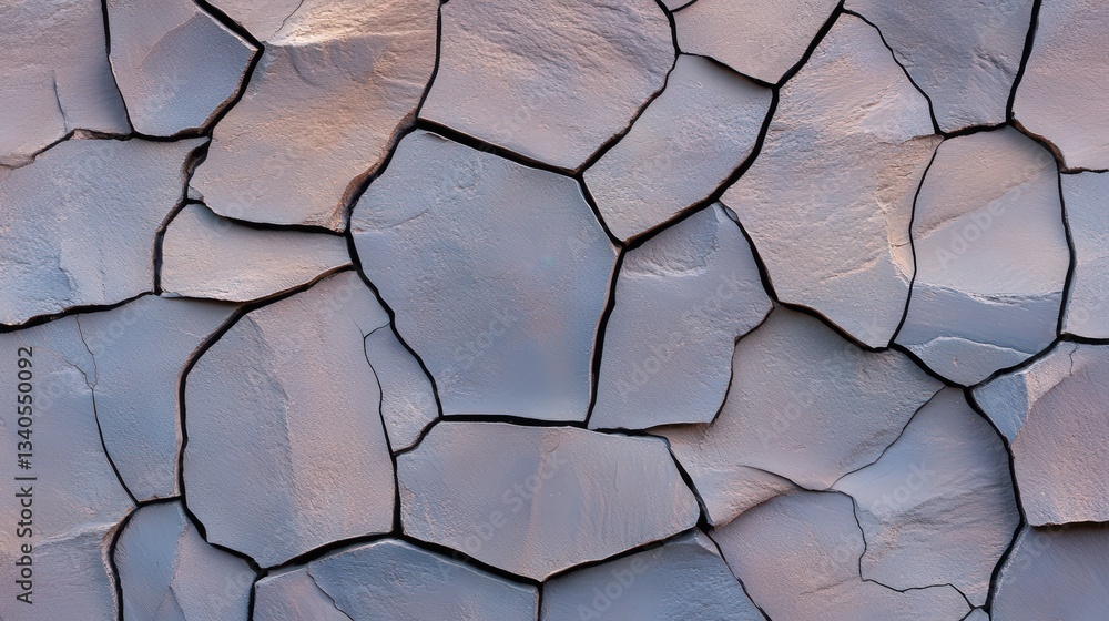Poster a close-up view of cracked, textured surfaces showcasing an array of muted colors and geometric shap