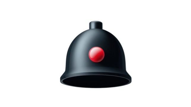 Notification bell icon showing new message on transparent background