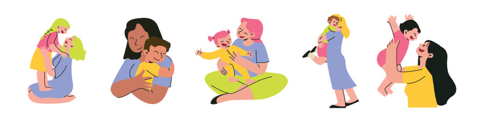 Set of Mother's Day Concept Illustrations