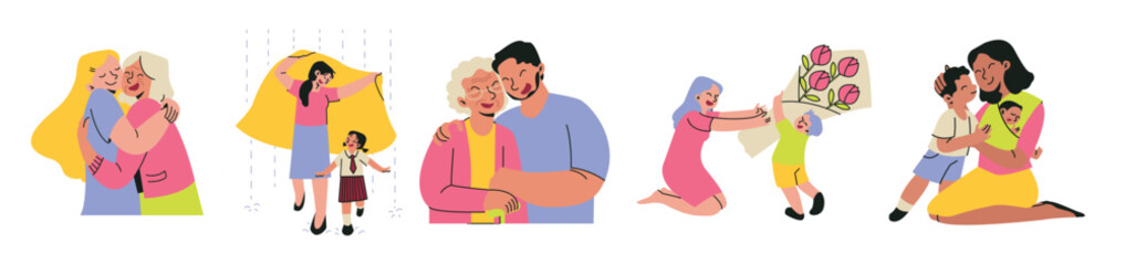 Set of Mother's Day Concept Illustrations