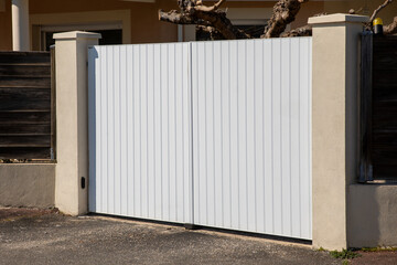 pvc plastic design modern white double gate home portal fence of suburb house entrance