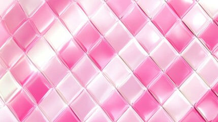 Diagonal pink checkered pattern on a white background with slight shimmer effect from metallic thread, diagonal pattern, pink checkered illustration