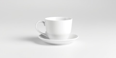 Obraz premium Elegant Coffee Cup and Saucer Mockup with Empty Right Side for Design