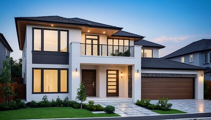 Fototapeta premium Real Estate House Exterior Photography with a Sleek Modern Design