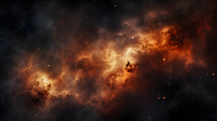 Fototapeta premium Wide view of a nebula bathed in color against the background of spiraling galaxies in the expansive universe filled with stars.