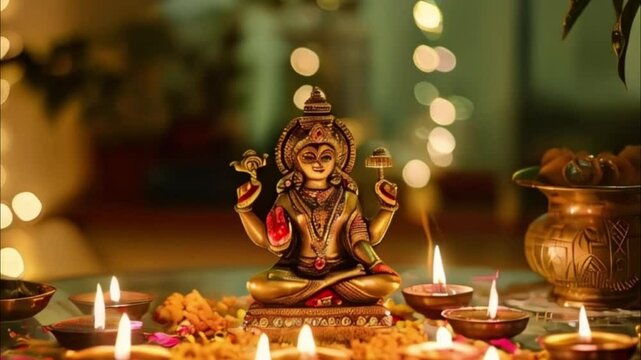 Holiday composition for happy celebrate Diwali, abstract vivid composition consists of fictional unreal fantastic vision on background