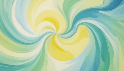 Abstract Swirling Colorful Painted Artwork Featuring Yellow Blue and Green