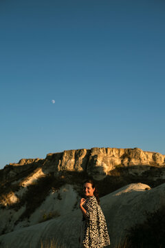 Woman smiling at the golden hour in Cappadocia