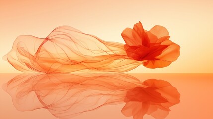 Fototapeta premium Abstract Orange Flower and Silk Reflection