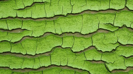 A close-up of cracked, vibrant green textured surface, resembling bark or paint, showcasing natural patterns and colors, Tree Bark Texture natural  close-up