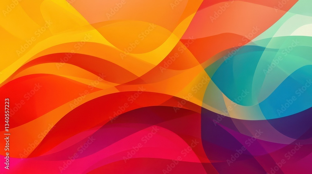 Poster abstract flowing layers creating vivid vibrant colors background for web design and digital art illu