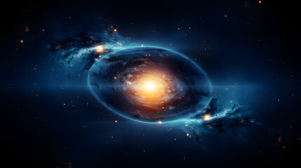 Obraz premium Beautiful galaxy with a shining star at its center capturing the essence of galactic rotation and cosmic beauty in the universe.