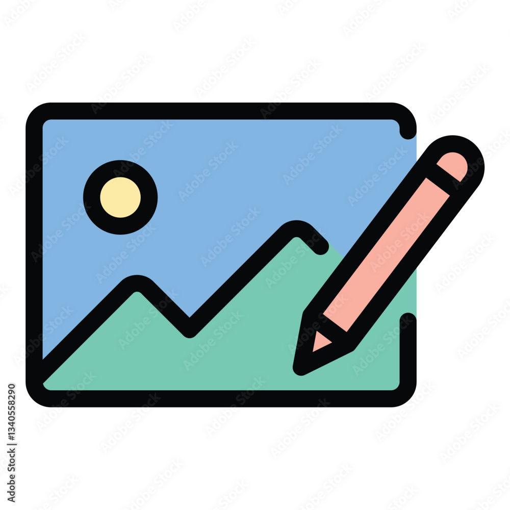 Aufkleber drawing icon in flat line style representing creativity sketching and artistic expression ideal for 